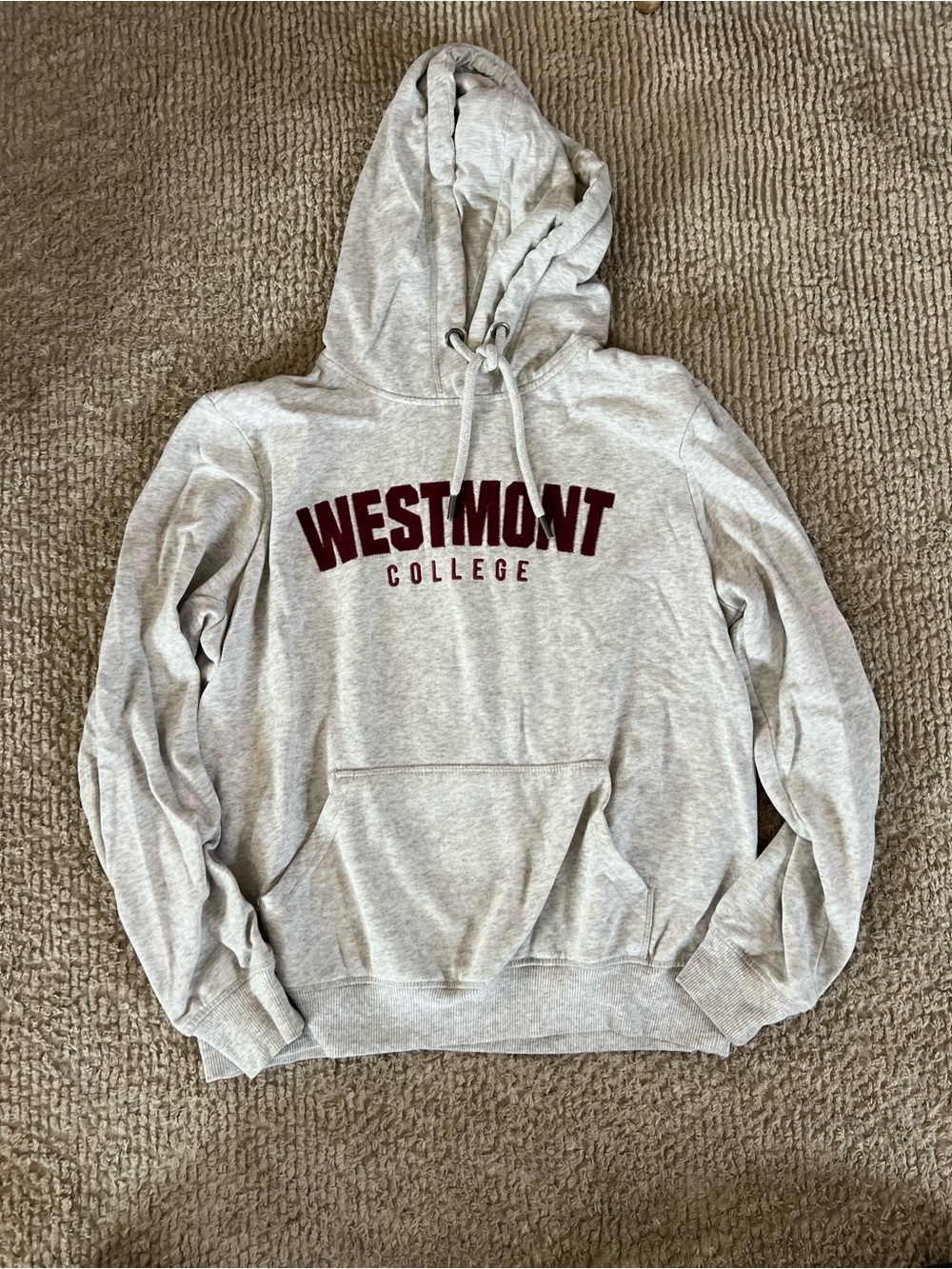 Westmont College Gray Hoodie with Maroon Logo